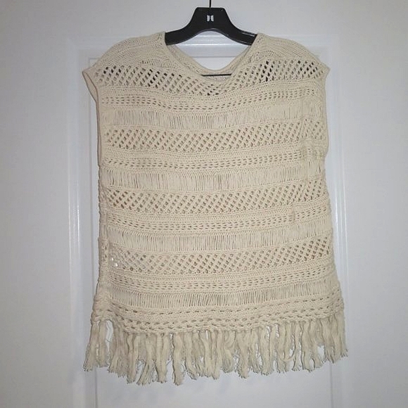 8 By Yoox COTTON CROCHET FRINGED Neutral Top Sweater - Picture 5 of 10